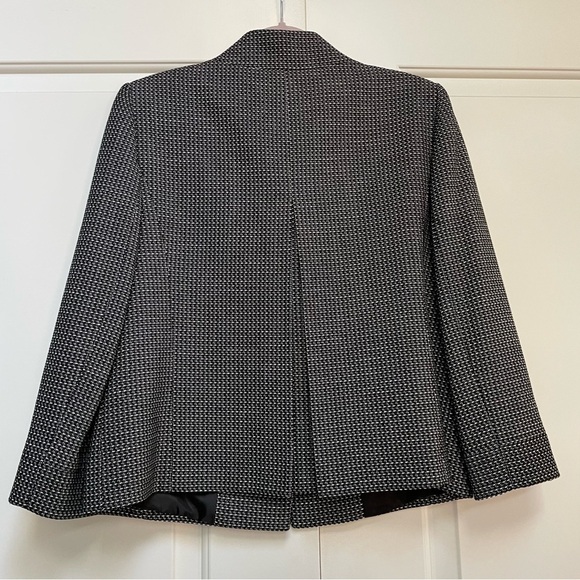 Tahari ASL Black White Textured Button Front Fully Lined Jacket Work Wear Office - Picture 5 of 10